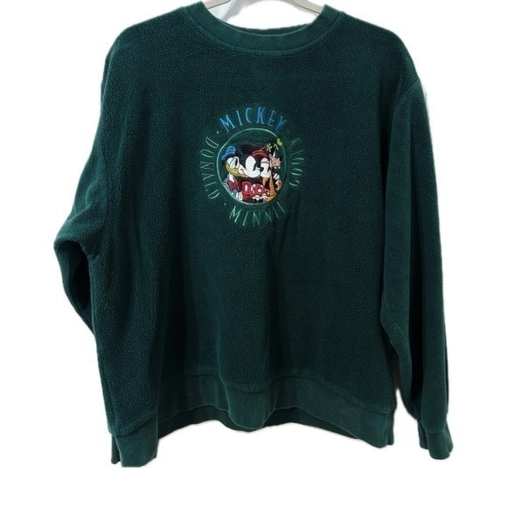 Vintage Disney Store Mickey, Minnie, Donald & Goofy Boucle Sweatshirt in Forest